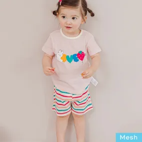 Kids Summer Short Shirt Cotton Cool Mesh Pajamas Set - Love