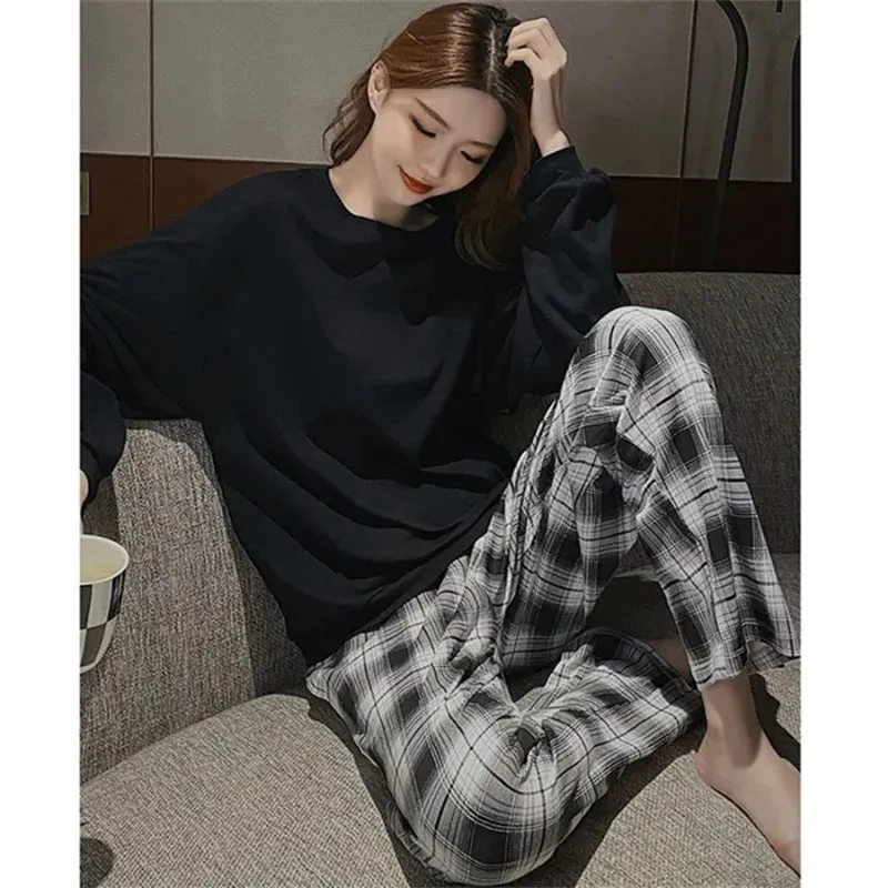 Plus Size New with Chest Pad Spring Long Sleeve Loose Home Casual Wearable Comfortable Stylish Trendy Ins Cute Women's Pajamas