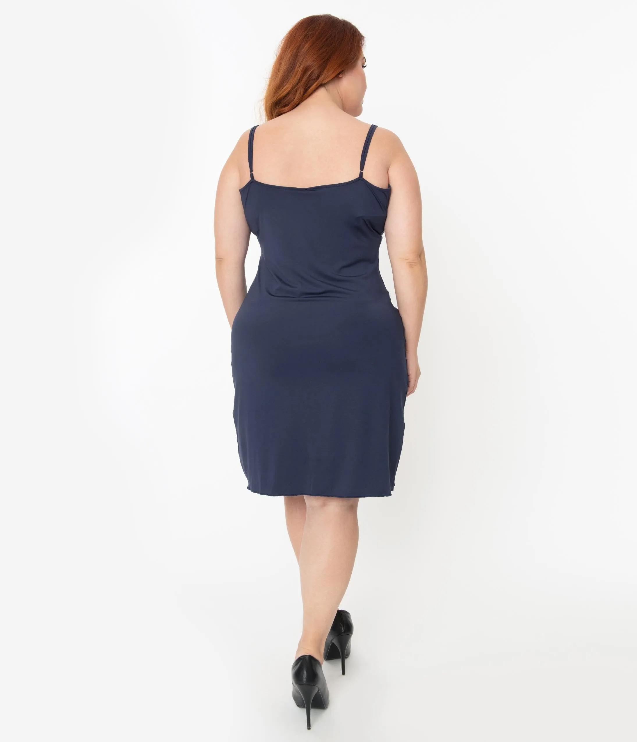 Unique Vintage Plus Size Navy Blue Long Slip